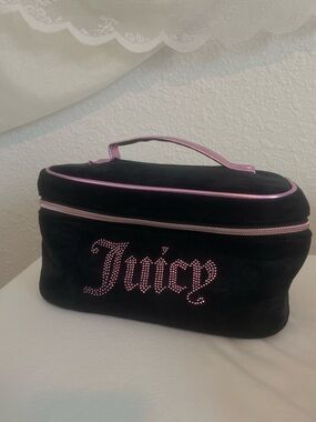 Juicy Couture Cosmetic Case and Travel Bottles | Black and Pink